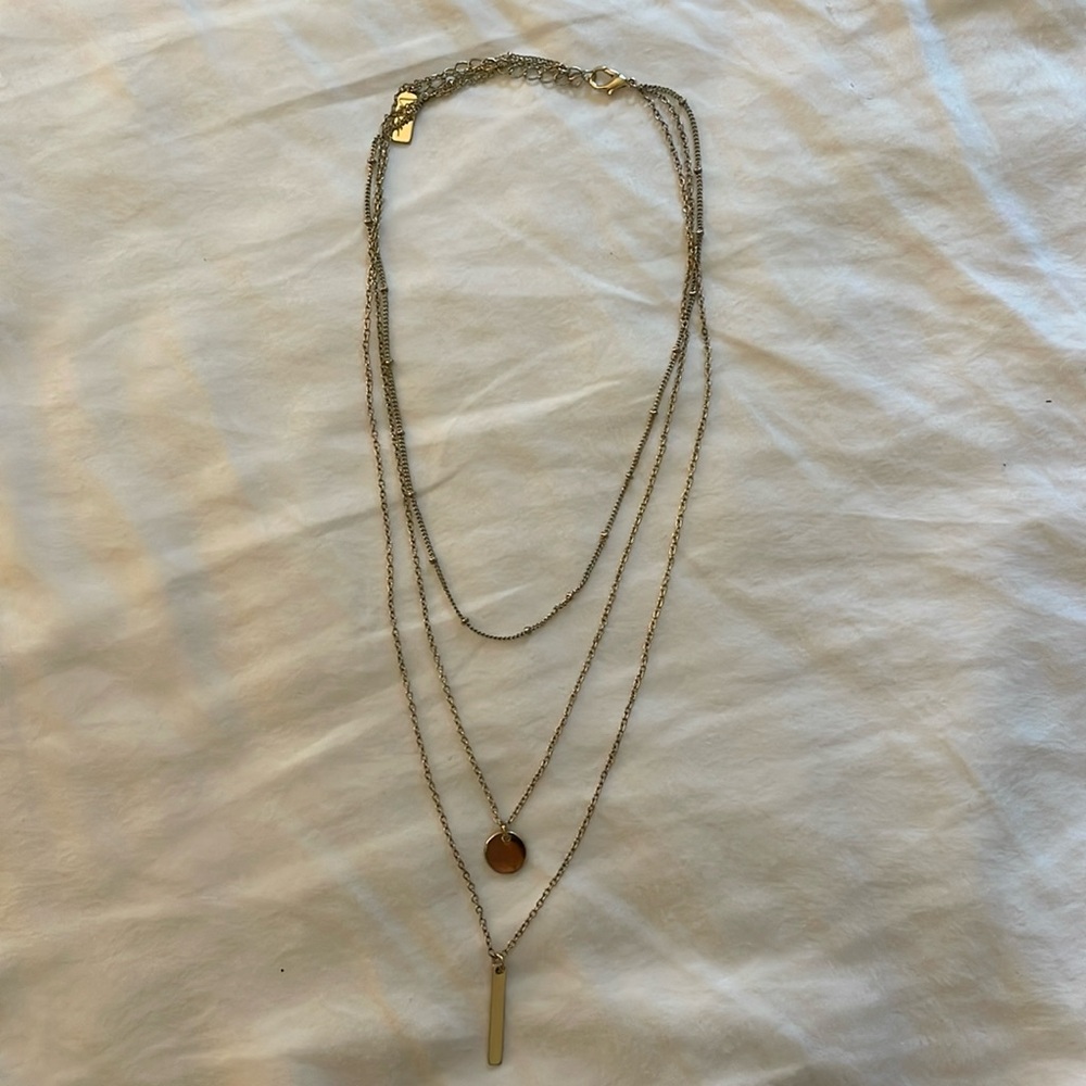 Stacked gold plated necklaces